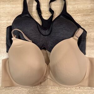 Seamless Black and Tan Women's Bra Set of 2 PLUS SIZE 42 DD FOR BEAUTIFUL CURVES